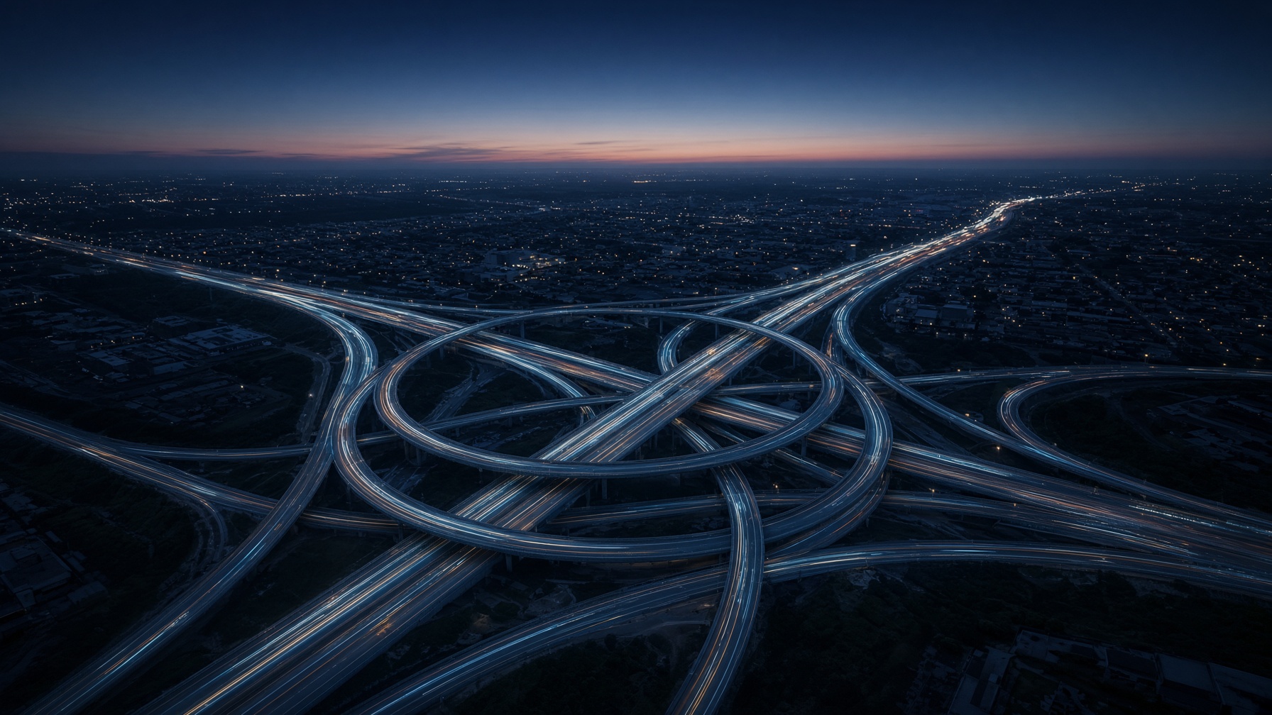 City interchange at dusk